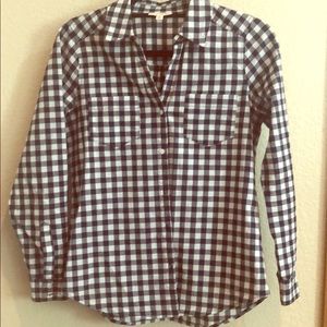 Navy & White Gingham LS Button-up Shirt, Sz S (4)
